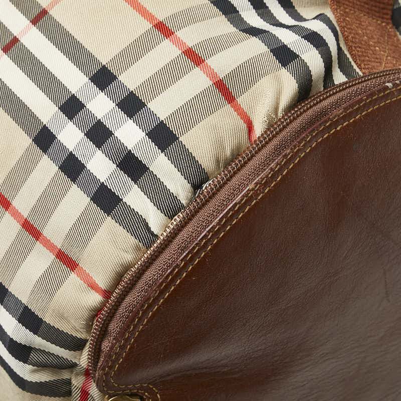 バーバリー ノバチェック シャドーホース ワンショルダーバッグ ベージュ マルチカラー キャンバス レザー レディース BURBERRY 【中古】