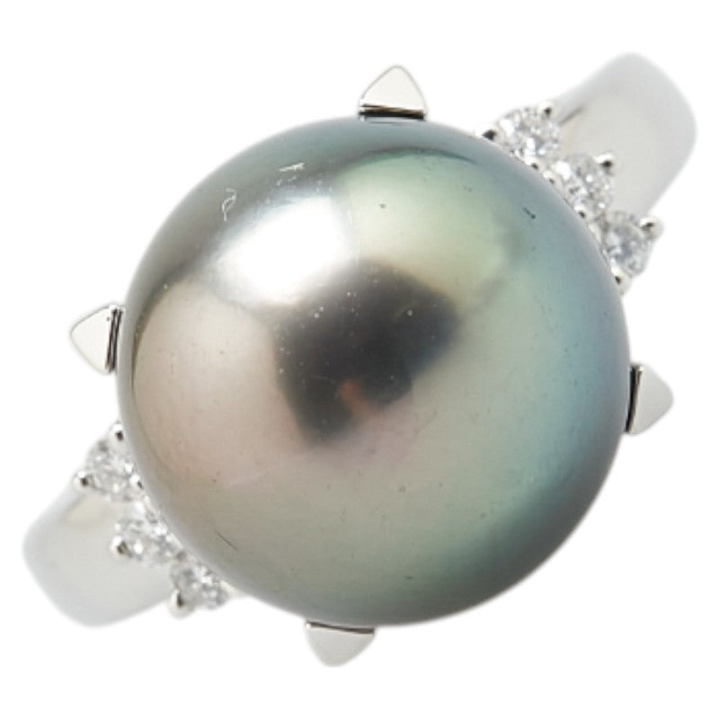 タサキ Pt900 プラチナ 黒蝶真珠12.4mm ダイヤ0.11ct リング 指輪 レディース TASAKI 12号 【中古】