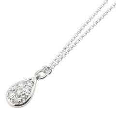 Pt900 プラチナ Pt850 プラチナ ダイヤ0.16ct 雫 モチーフ ペンダントネックレス レディース 【中古】