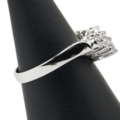 Pt850 プラチナ ダイヤ0.45ct V字 リング 指輪 レディース 12号 【中古】