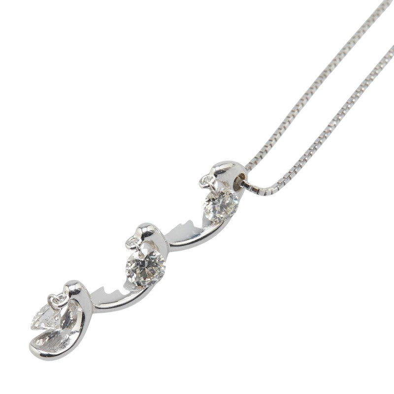 K18WG ホワイトゴールド ダイヤ0.51ct ベネチアンチェーン ネックレス レディース 【中古】
