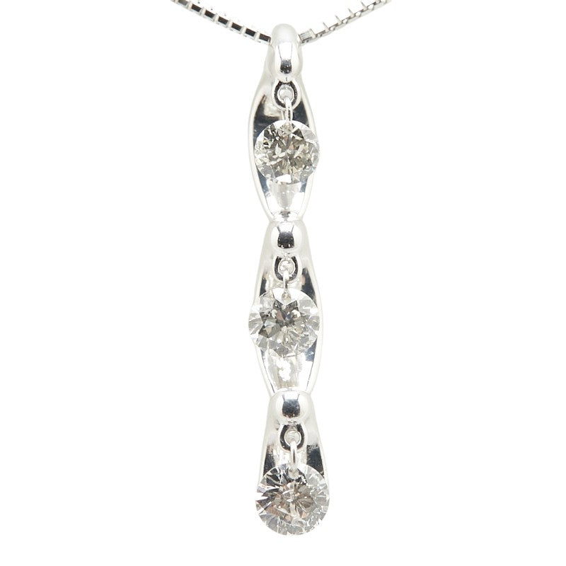 K18WG ホワイトゴールド ダイヤ0.51ct ベネチアンチェーン ネックレス レディース 【中古】