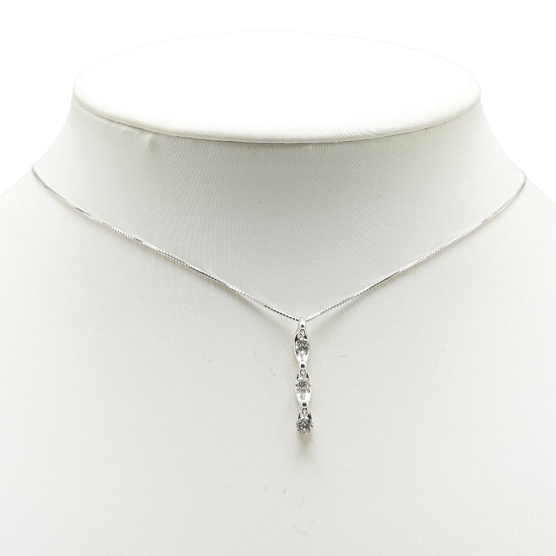 K18WG ホワイトゴールド ダイヤ0.51ct ベネチアンチェーン ネックレス レディース 【中古】
