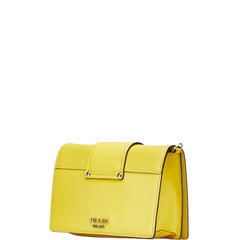 プラダ 斜め掛け ショルダーバッグ イエロー ブラック カーフ レザー レディース PRADA 【中古】