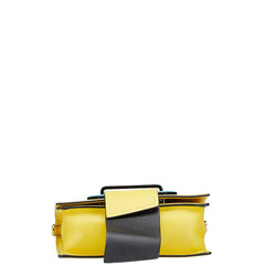 プラダ 斜め掛け ショルダーバッグ イエロー ブラック カーフ レザー レディース PRADA 【中古】