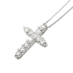 Pt900 プラチナ Pt850 プラチナ ダイヤ0.30ct クロス 十字架 ペンダントネックレス レディース 【中古】