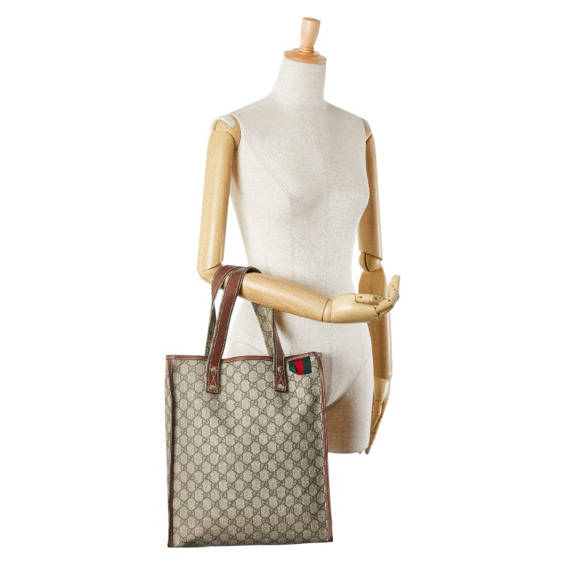グッチ GGスプリーム シェリー トートバッグ 211135 ベージュ ブラウン PVC レザー レディース GUCCI 【中古】