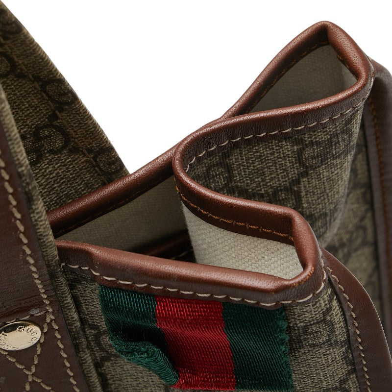 グッチ GGスプリーム シェリー トートバッグ 211135 ベージュ ブラウン PVC レザー レディース GUCCI 【中古】
