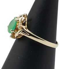 K18YG イエローゴールド ひすい ダイヤ リング 指輪 レディース 12号 【中古】