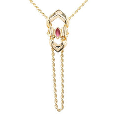 K18YG イエローゴールド ルビー0.31ct ダイヤ0.22ct ネックレス レディース 【中古】