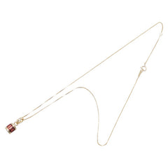 K18YG イエローゴールド ガーネット ダイヤ0.02ct ベネチアンチェーン ネックレス レディース 【中古】