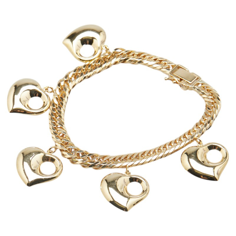 K18YG イエローゴールド ハートチャーム 喜平 ブレスレット レディース 【中古】