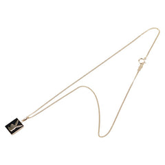 K18YG イエローゴールド オニキス ウサギ モチーフ プレート ネックレス レディース 【中古】