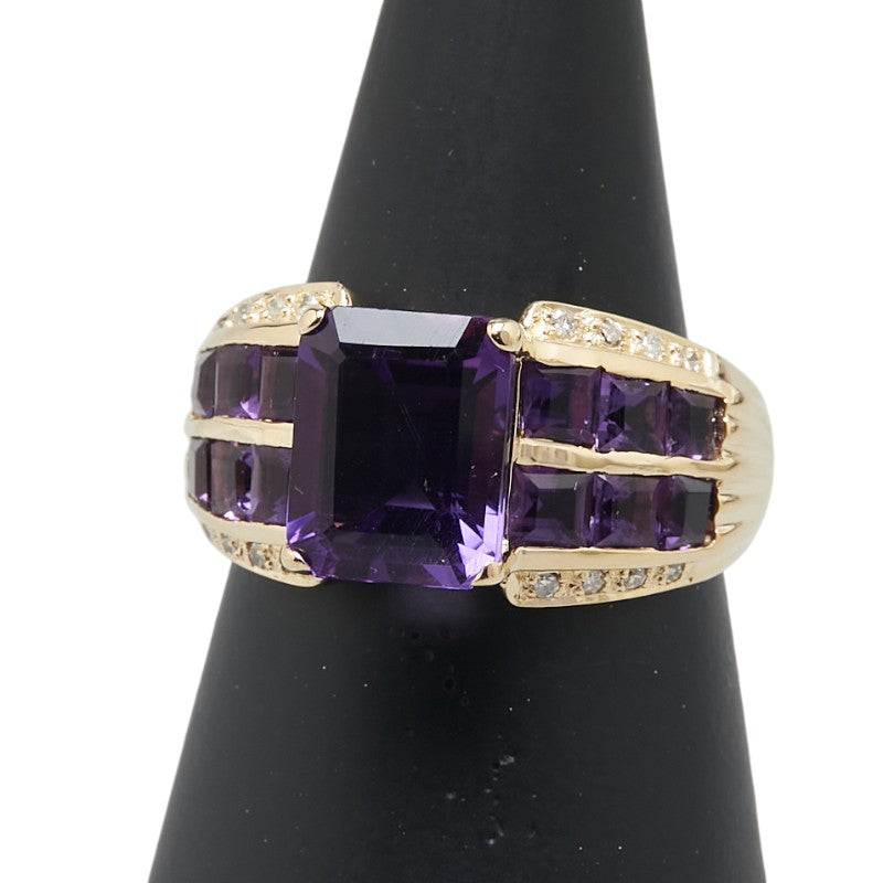 K18YG イエローゴールド アメジスト4.90ct ダイヤ0.10ct リング 指輪 レディース 15.5号 【中古】