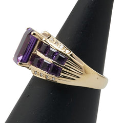 K18YG イエローゴールド アメジスト4.90ct ダイヤ0.10ct リング 指輪 レディース 15.5号 【中古】