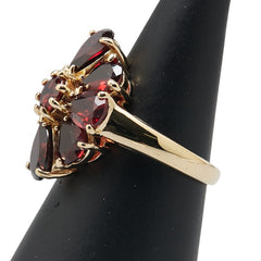 K18YG イエローゴールド ガーネット フラワー 花 モチーフ リング 指輪 レディース 15号 【中古】