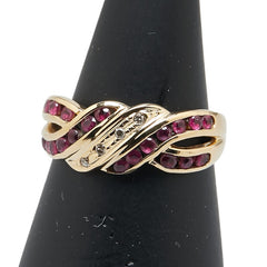 K18YG イエローゴールド ルビー ダイヤ リング 指輪 レディース 12号 【中古】