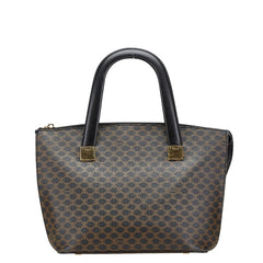 セリーヌ マカダム ハンドバッグ ブラック ブラウン PVC レザー レディース CELINE 【中古】