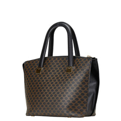 セリーヌ マカダム ハンドバッグ ブラック ブラウン PVC レザー レディース CELINE 【中古】