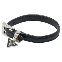プラダ ロゴ ブレスレット ブラック サフィアーノレザー レディース PRADA 【中古】