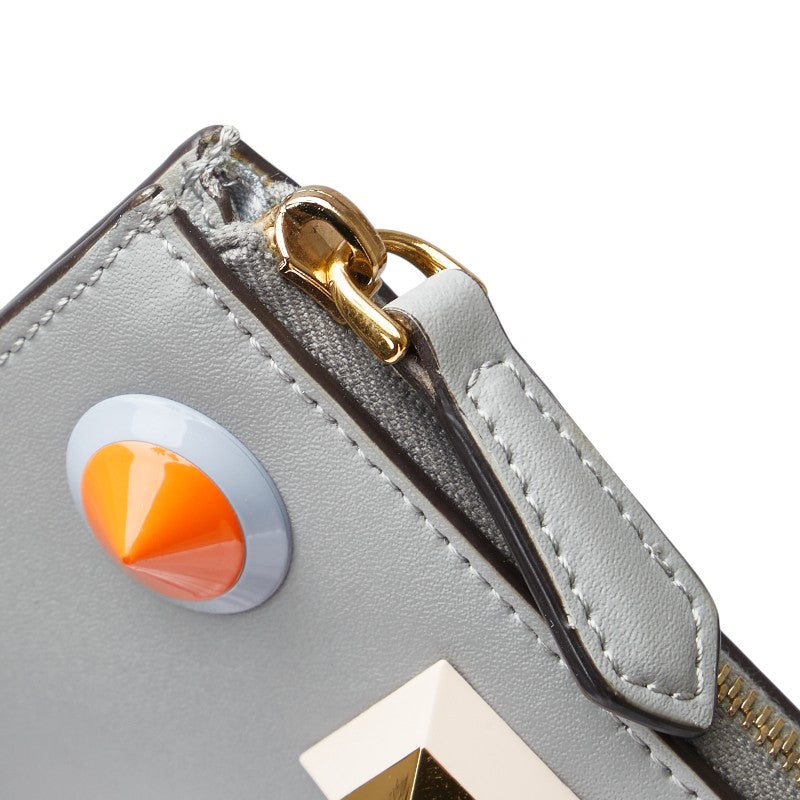 フェンディ マルチスタッズ コインケース キーケース 8AP151 グレー レザー レディース FENDI 【中古】