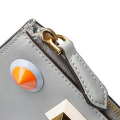 フェンディ マルチスタッズ コインケース キーケース 8AP151 グレー レザー レディース FENDI 【中古】