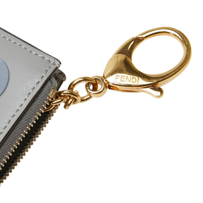 フェンディ マルチスタッズ コインケース キーケース 8AP151 グレー レザー レディース FENDI 【中古】