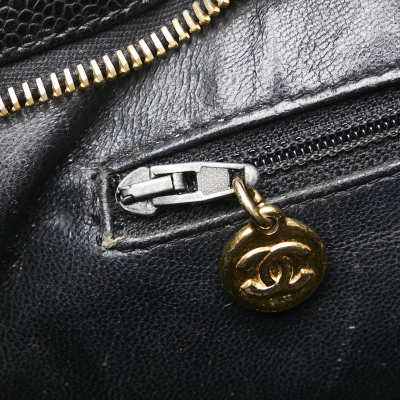 シャネル 復刻トート ココマーク トートバッグ ブラック キャビアスキン レディース CHANEL 【中古】
