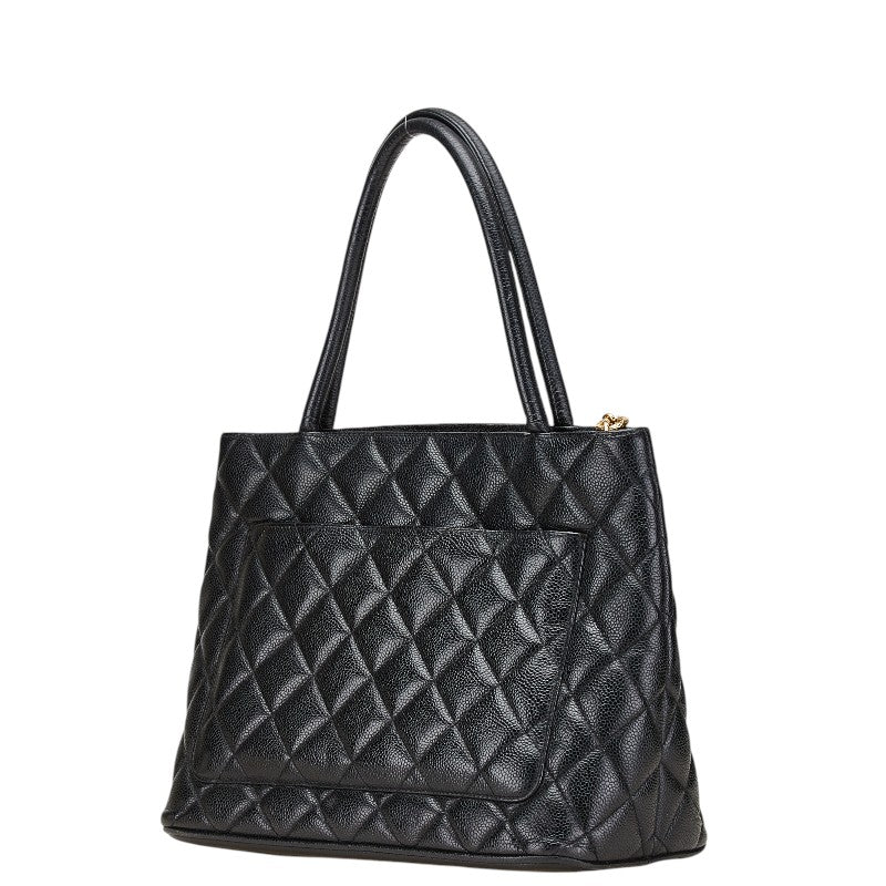 シャネル 復刻トート ココマーク トートバッグ ブラック キャビアスキン レディース CHANEL 【中古】