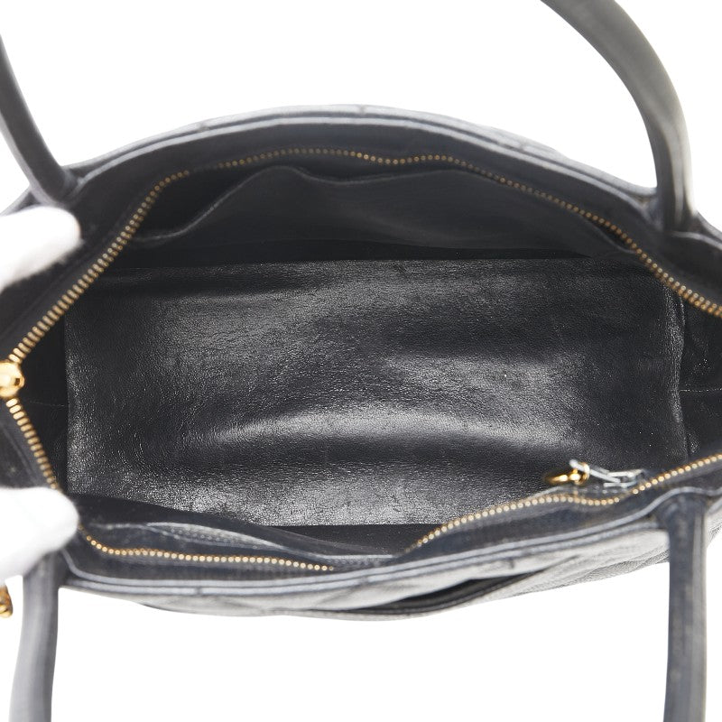 シャネル 復刻トート ココマーク トートバッグ ブラック キャビアスキン レディース CHANEL 【中古】