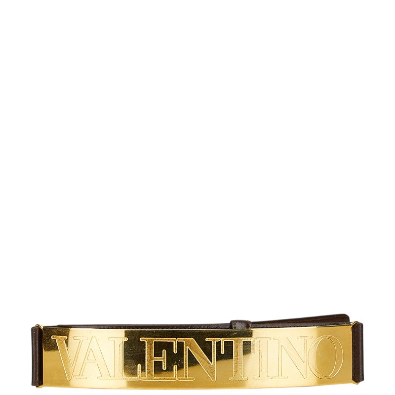 ヴァレンティノ ロゴプレート ベルト サイズ：73 ブラウン レザー レディース VALENTINO 【中古】