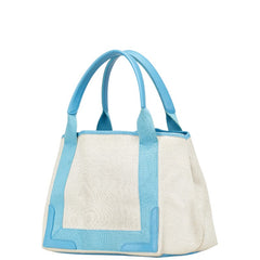 バレンシアガ ネイビーカバスS ハンドバッグ トートバッグ 339933 アイボリー ブルー キャンバス レザー レディース BALENCIAGA 【中古】
