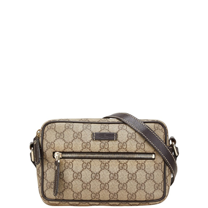 グッチ GGスプリーム 斜め掛け ショルダーバッグ 201447 ベージュ ブラウン PVC レザー レディース GUCCI 【中古】