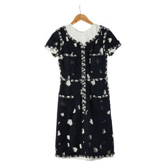 シャネル ワンピース ツイード サイズ：34 P41136W04915 ネイビー ホワイト コットン アクリル レディース CHANEL 【中古】