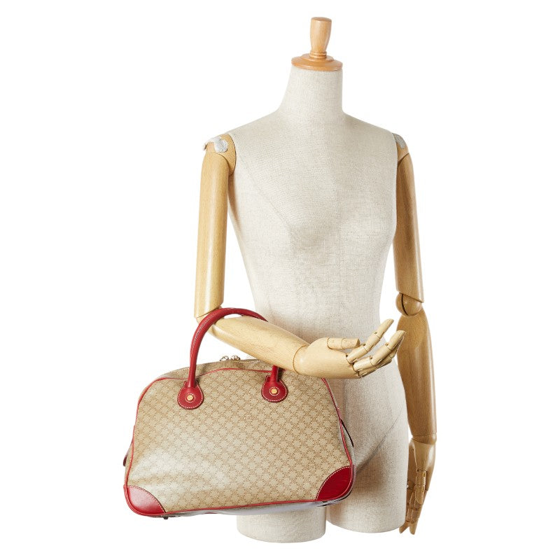 セリーヌ マカダム ハンドバッグ ブラウン レッド PVC レザー レディース CELINE 【中古】
