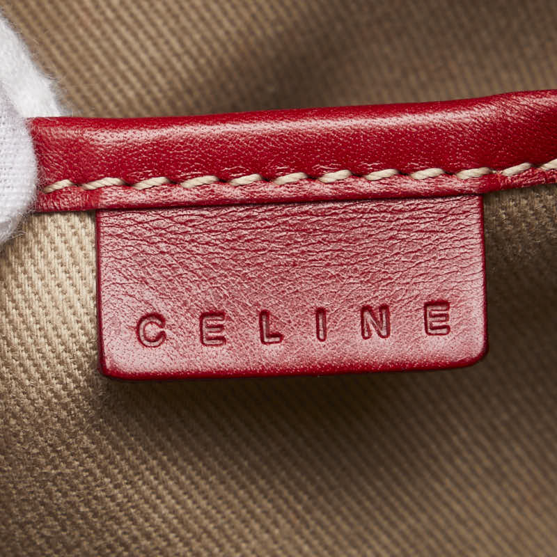 セリーヌ マカダム ハンドバッグ ブラウン レッド PVC レザー レディース CELINE 【中古】