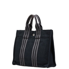 エルメス フールトゥPM トートバッグ ハンドバッグ ブラック キャンバス レディース HERMES 【中古】