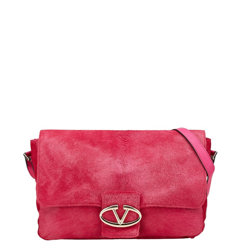 ヴァレンティノ 斜め掛け ショルダーバッグ ピンク ハラコ レザー レディース VALENTINO 【中古】