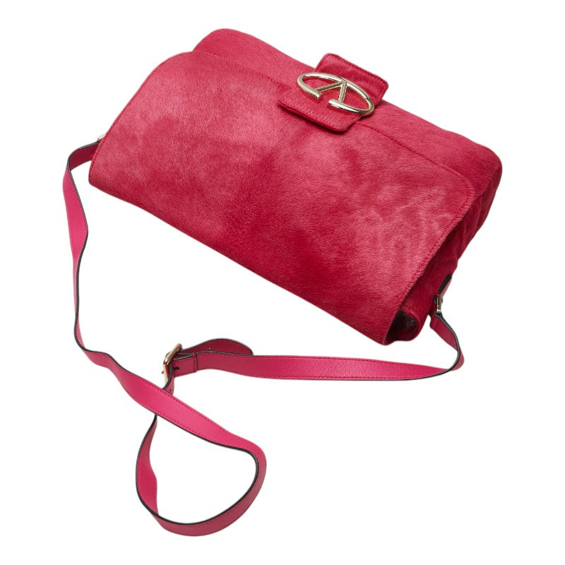ヴァレンティノ 斜め掛け ショルダーバッグ ピンク ハラコ レザー レディース VALENTINO 【中古】