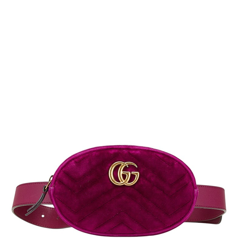 グッチ GGマーモント キルティング ボディバッグ ウエストバッグ 476434 パープル ベロア レディース GUCCI 【中古】