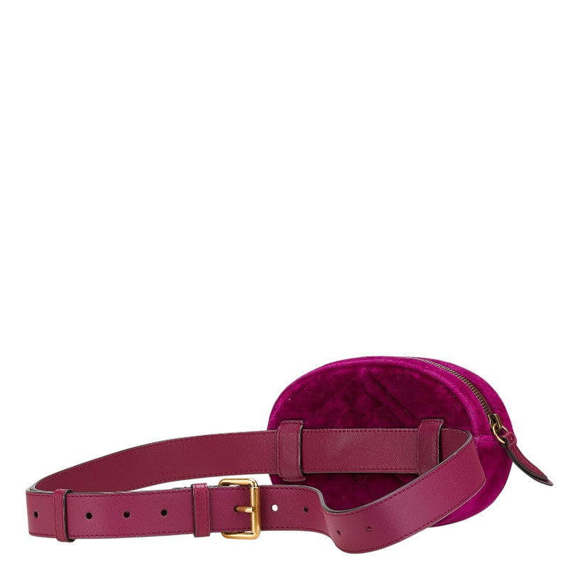 グッチ GGマーモント キルティング ボディバッグ ウエストバッグ 476434 パープル ベロア レディース GUCCI 【中古】
