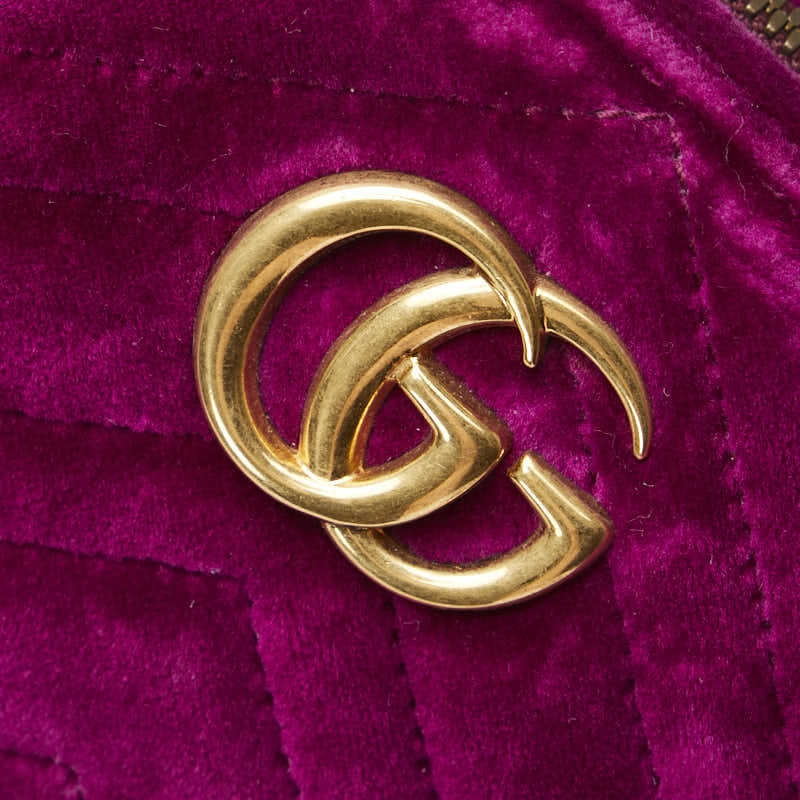 グッチ GGマーモント キルティング ボディバッグ ウエストバッグ 476434 パープル ベロア レディース GUCCI 【中古】