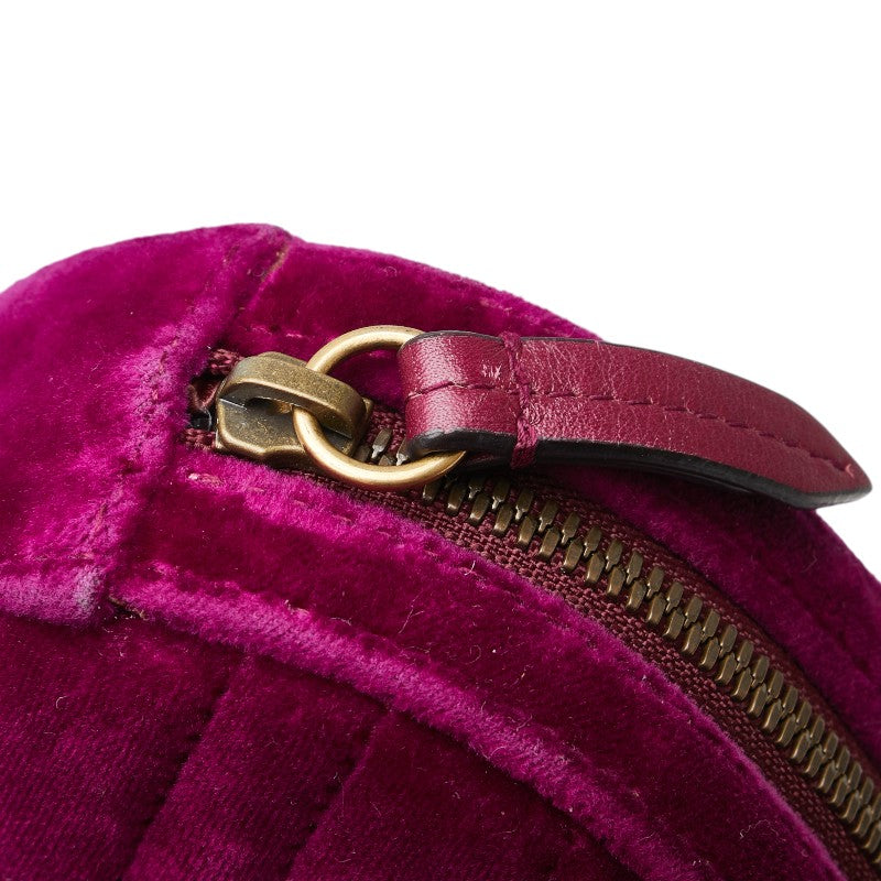グッチ GGマーモント キルティング ボディバッグ ウエストバッグ 476434 パープル ベロア レディース GUCCI 【中古】
