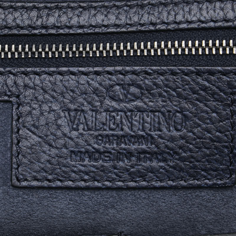 ヴァレンティノ ロックスタッズ クラッチバッグ セカンドバッグ ネイビー レザー メンズ VALENTINO 【中古】