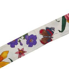 グッチ フローラ 植物 花 ネックボウ スカーフ アイボリー マルチカラー シルク レディース GUCCI 【中古】