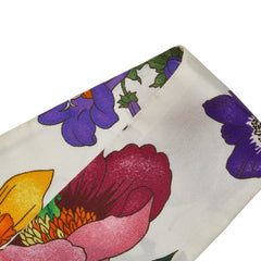 グッチ フローラ 植物 花 ネックボウ スカーフ アイボリー マルチカラー シルク レディース GUCCI 【中古】