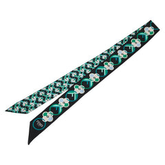 フェンディ ラッピー Fロゴ スカーフ ブラック グリーン シルク レディース FENDI 【中古】