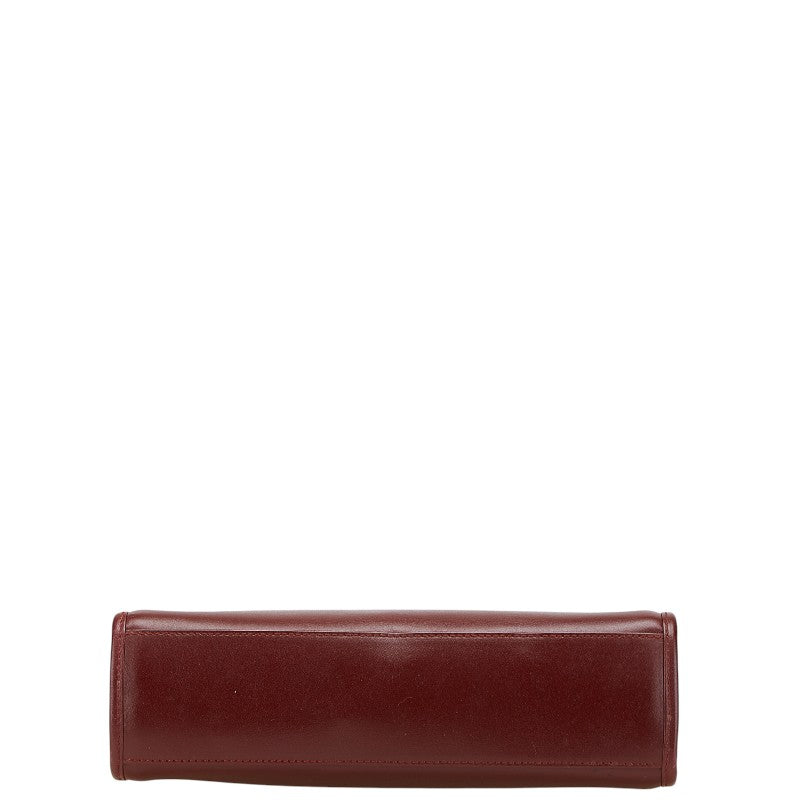 カルティエ ポーチ コスメポーチ ワインレッド ボルドー レザー レディース CARTIER 【中古】