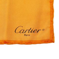 カルティエ パンサー スカーフ オレンジ レッド シルク レディース CARTIER 【中古】