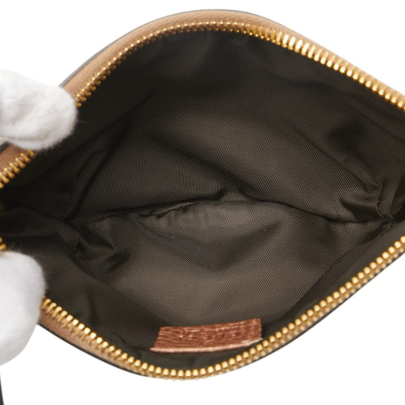 グッチ GGキャンバス バンブー ポーチ 小物入れ 220091 ベージュ ブラウン キャンバス レザー レディース GUCCI 【中古】